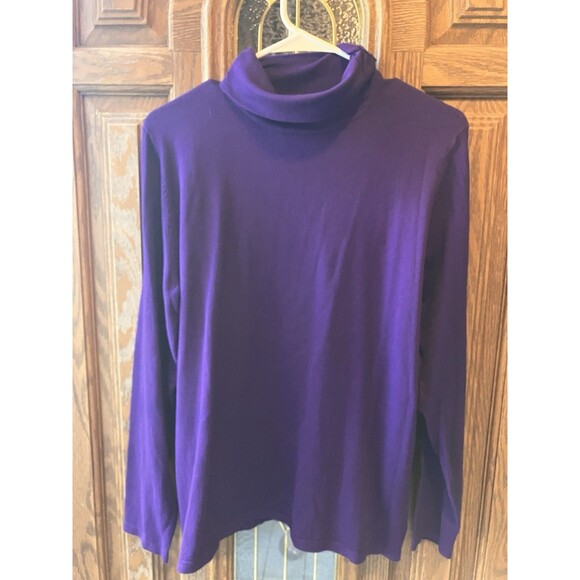 Joseph A Women's Purple Turtleneck Sweater Size XL EUC Gathers on Collar - Picture 1 of 7
